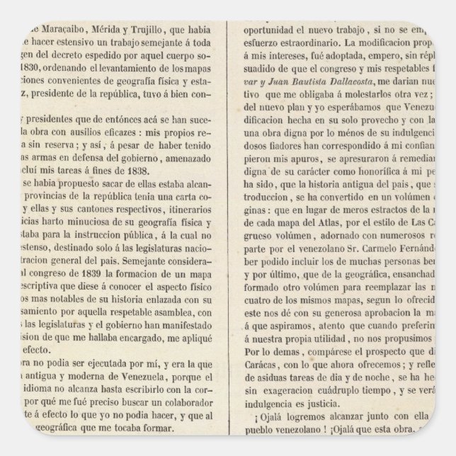 Pegatina Cuadrada Venezuela (Anverso)