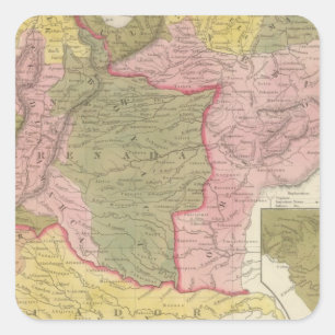 Pegatina Cuadrada Venezuela, Nueva Granada y Ecuador