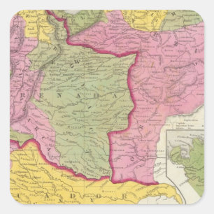 Pegatina Cuadrada Venezuela, Nueva Granada y Ecuador