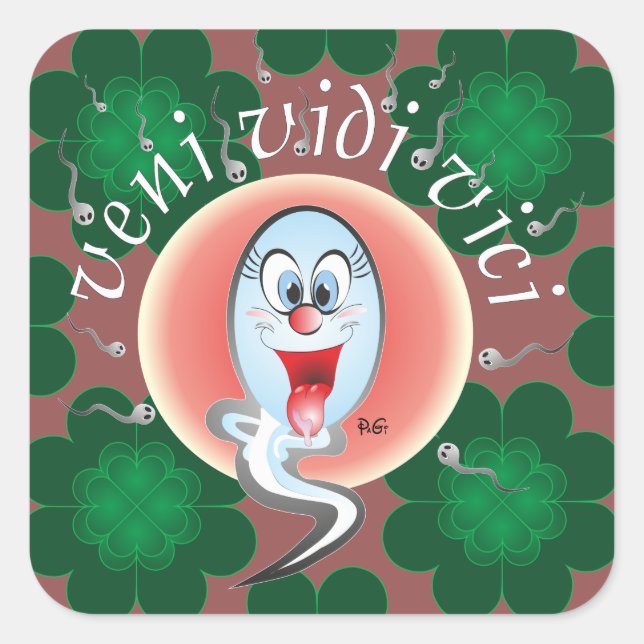 Pegatina Cuadrada veni vedi vici, usted vino nos vio ganó (Anverso)