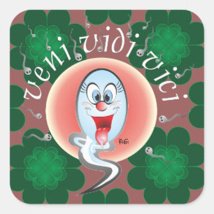 Pegatina Cuadrada veni vedi vici, usted vino nos vio ganó