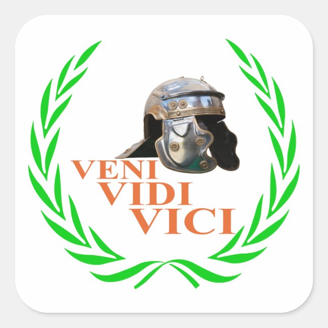 Pegatina Cuadrada Veni Vidi Vici (Anverso)