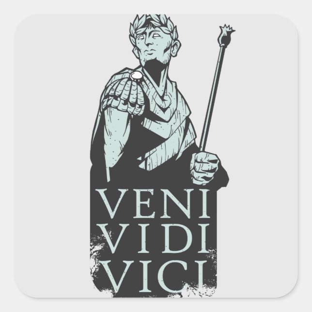 Pegatina Cuadrada Veni Vidi Vici Julius Caesar Roman (Anverso)