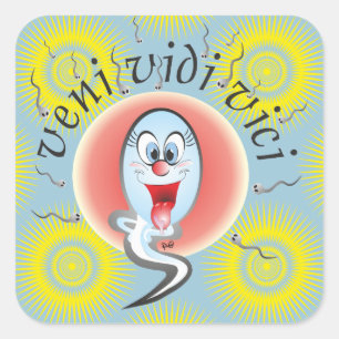 Pegatina Cuadrada veni vidi vici, usted vino nos vio ganó