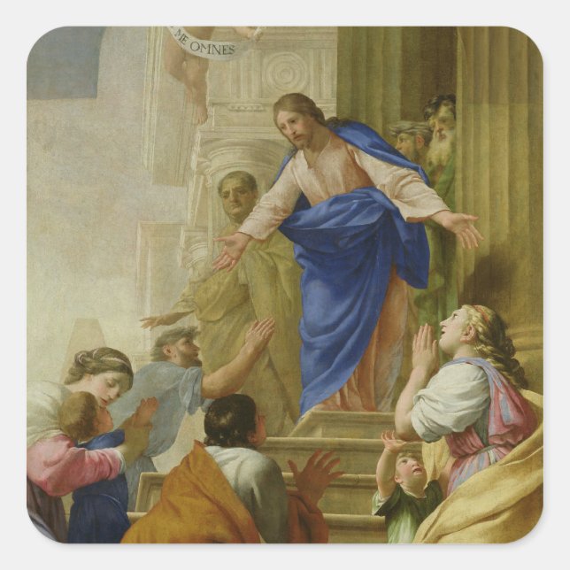 Pegatina Cuadrada Venite as me Omnes (Anverso)