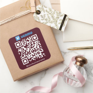 Pegatina Cuadrada Venmo QR Análisis de pago de código para pagar Bor