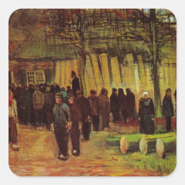 Pegatina Cuadrada Venta de madera por Vincent van Gogh (Anverso)