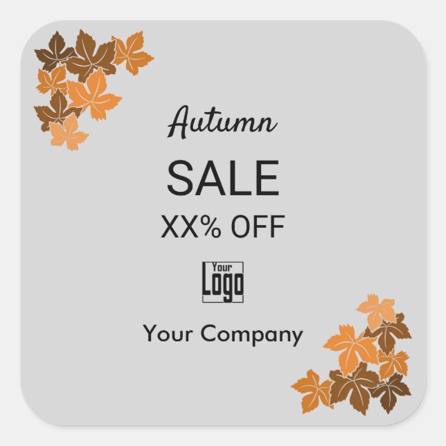 Pegatina Cuadrada Venta de Otoño en Material de Marketing (Anverso)