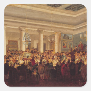 Pegatina Cuadrada Venta pública en el lingote del hotel