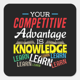 Pegatina Cuadrada Ventaja Competitiva - Profesora Motivacional