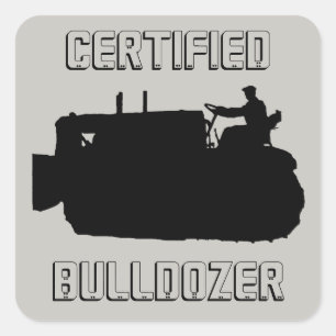 PEGATINA CUADRADA VENTAJA DE INGENIEROS CERTIFICADOS CON BULLDOZER