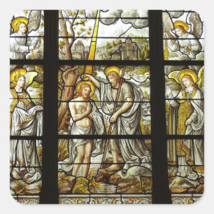 Pegatina Cuadrada Ventana de la Iglesia del Cristal Mantenido por Je