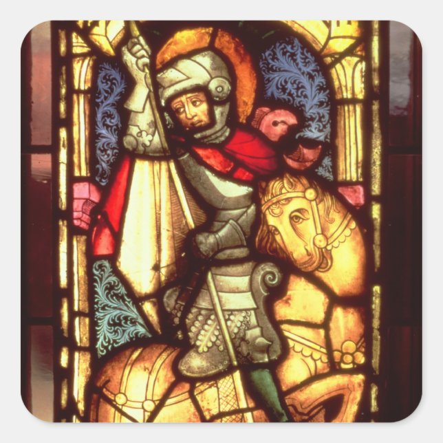 Pegatina Cuadrada Ventana de vidrio manchado (Anverso)