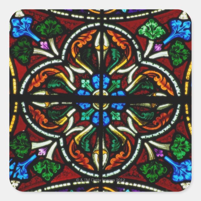 Pegatina Cuadrada Ventana de vidrio templado de la iglesia de St Mic (Anverso)