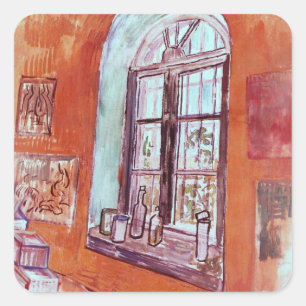 Pegatina Cuadrada Ventana del estudio de Vincent van Gogh en el asil