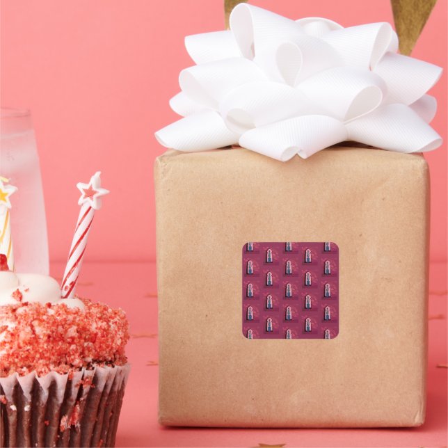 Pegatina Cuadrada ventana objet_21_a con un cactus (Fiesta)