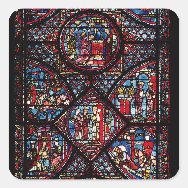 Pegatina Cuadrada Ventana que representa escenas (Anverso)