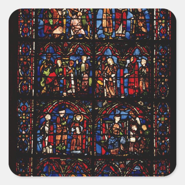 Pegatina Cuadrada Ventana que representa escenas (Anverso)