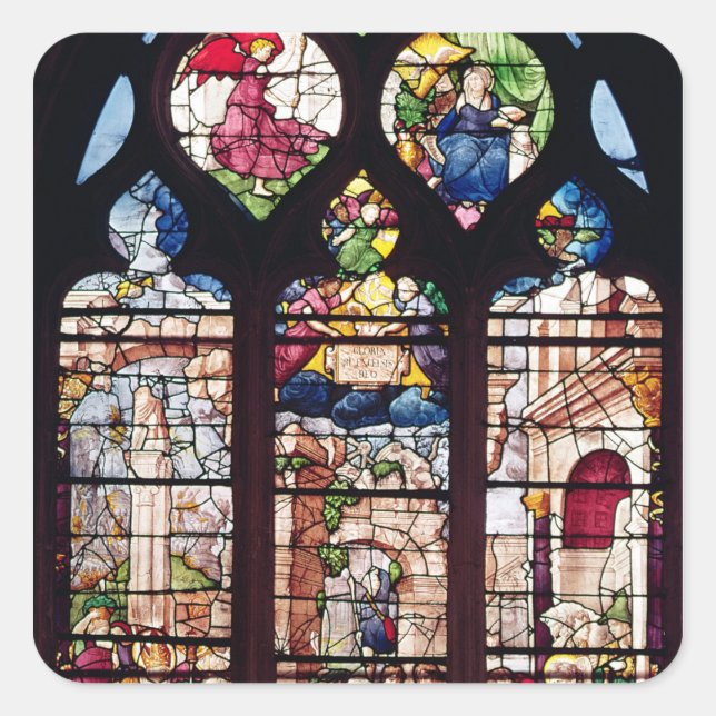Pegatina Cuadrada Ventana que representa la Natividad (Anverso)