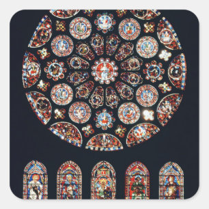 Pegatina Cuadrada Ventanas color de rosa y de lanceta de la pared