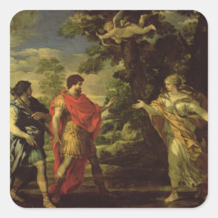 Pegatina Cuadrada Venus aparece a Aeneas como una cazadora, c.1635 (