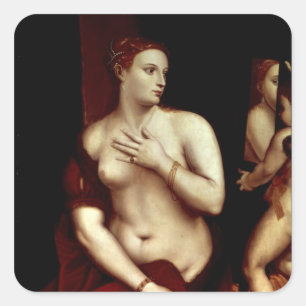 Pegatina Cuadrada Venus delante del espejo