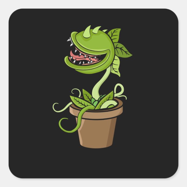 Pegatina Cuadrada Venus Fly Trap Planta Regalo Hombres Plantas Carní (Anverso)