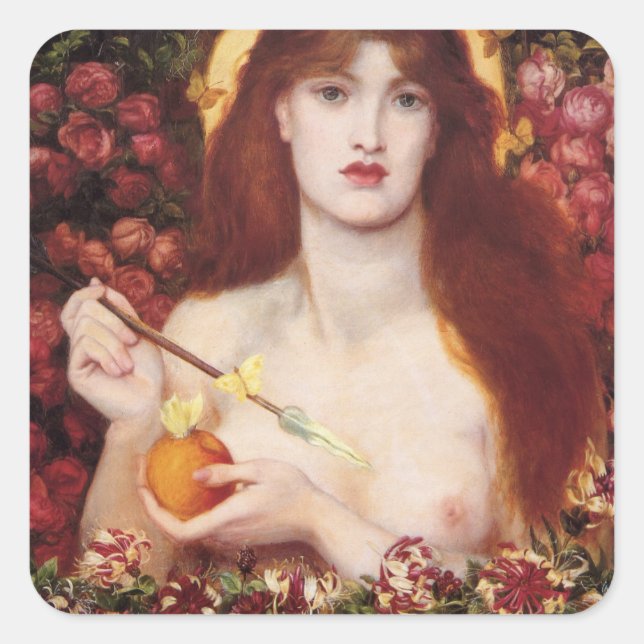 Pegatina Cuadrada Venus Verticordia (por Dante Gabriel Rossetti) (Anverso)