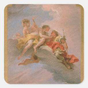 Pegatina Cuadrada Venus y Adonis (aceite sobre lienzo)