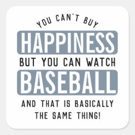 Pegatina Cuadrada Ver el béisbol es felicidad es divertido el béisbo