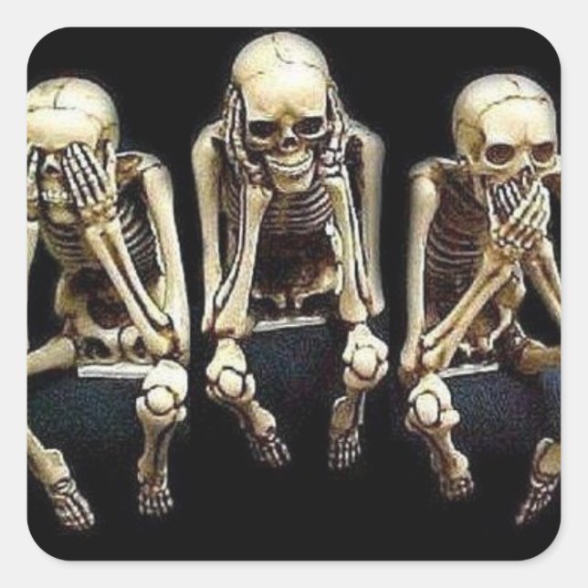 PEGATINA CUADRADA VER HABLAR OÍR NO MALO (Anverso)