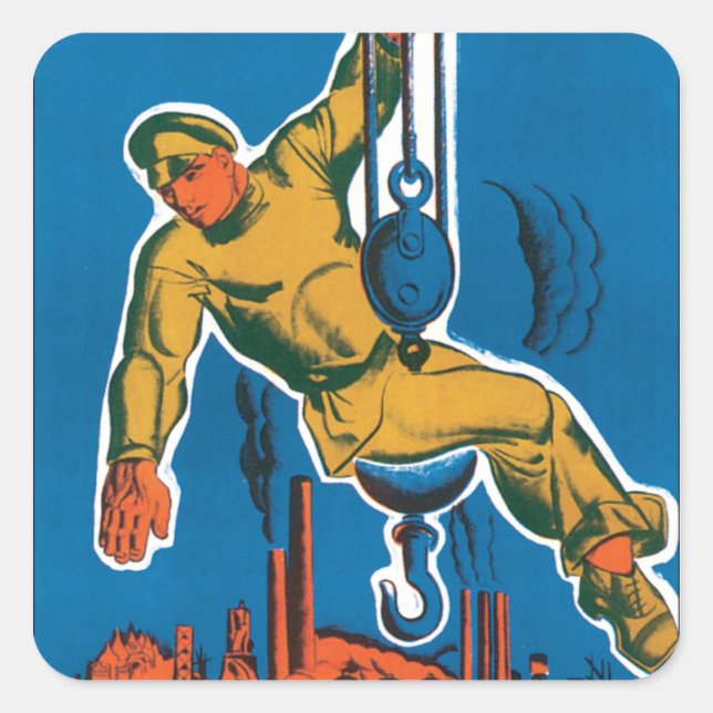 Pegatina Cuadrada Ver la Unión Soviética en proceso (Anverso)