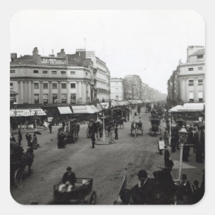 Pegatina Cuadrada Ver por Oxford Street, Londres, c.1890