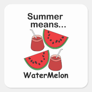 Pegatina Cuadrada Verano de Sandía Significa Fiesta de Fruta de Sand