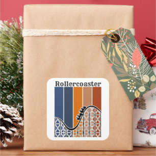 Pegatina Cuadrada Verano de vacaciones en bicicleta por la montaña r