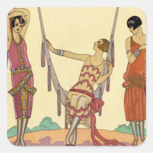 Pegatina Cuadrada Verano en Francia: Pegatinas del Art Deco
