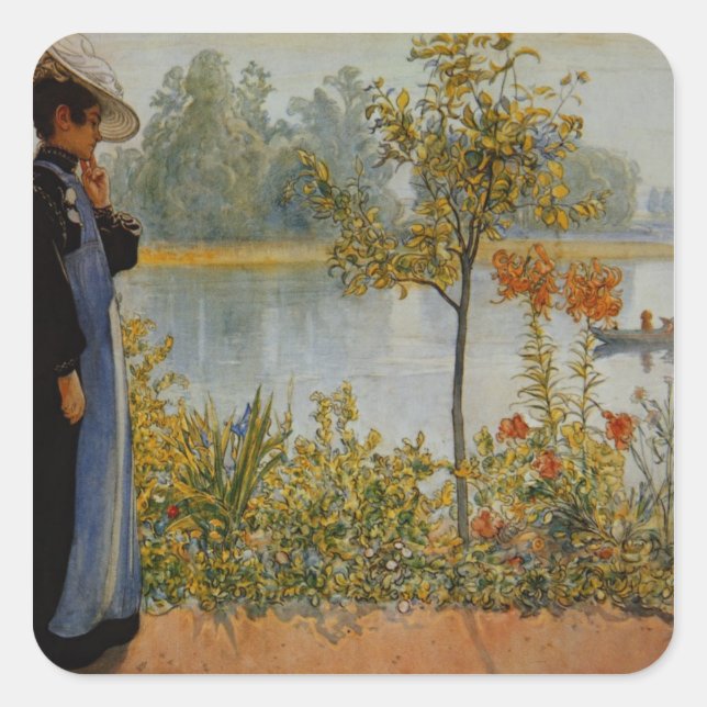 Pegatina Cuadrada Verano indio (Anverso)