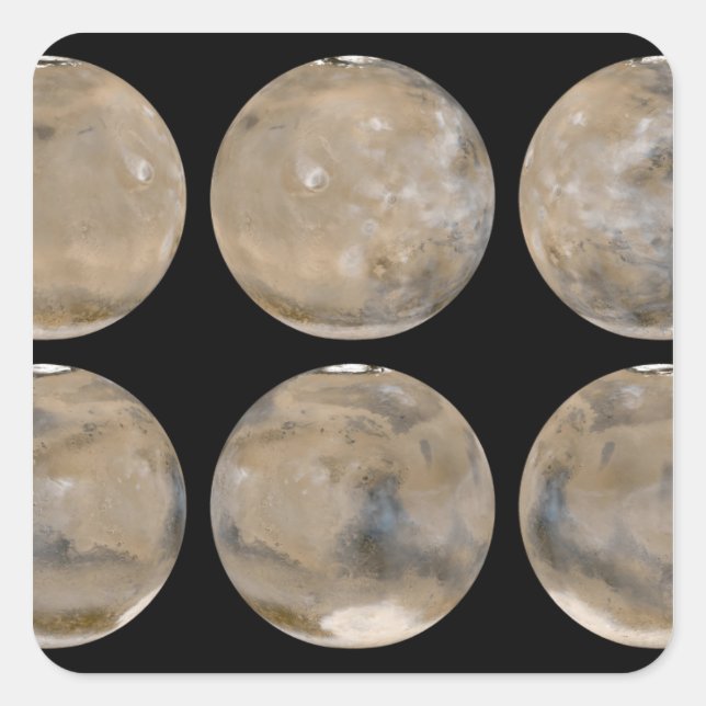 Pegatina Cuadrada Verano medio norte/invierno sur en Marte (Anverso)