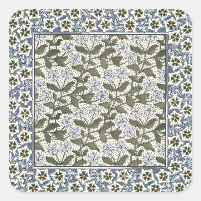 Pegatina Cuadrada Verano Periwinkle Bonito Flor Elegante Floral (Anverso)