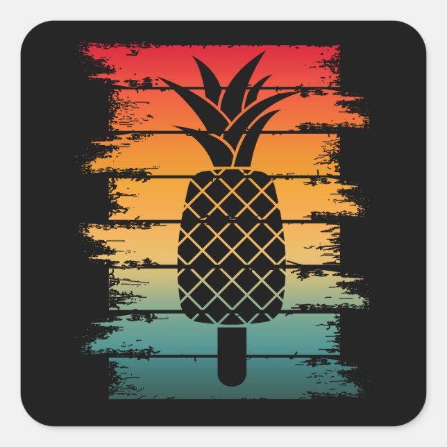 Pegatina Cuadrada Verano Piña Hielo Drop (Anverso)