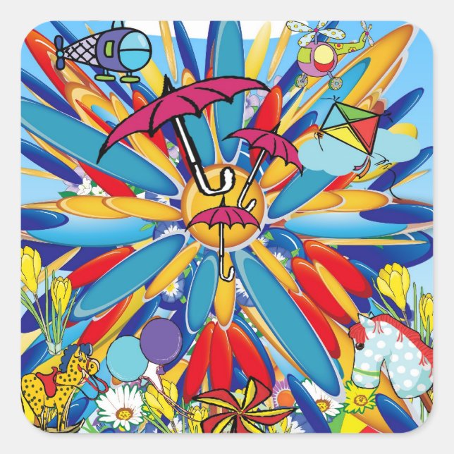 Pegatina Cuadrada ¡Verano Splash! (Anverso)