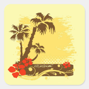 Pegatina Cuadrada Verano tropical