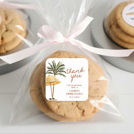 Pegatina Cuadrada Verano Tropical Bridal Shower