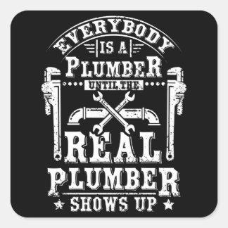 Pegatina Cuadrada Verdadero fontanero