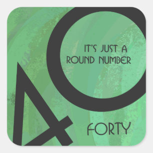 Pegatina Cuadrada Verde 40 Década Cumpleaños