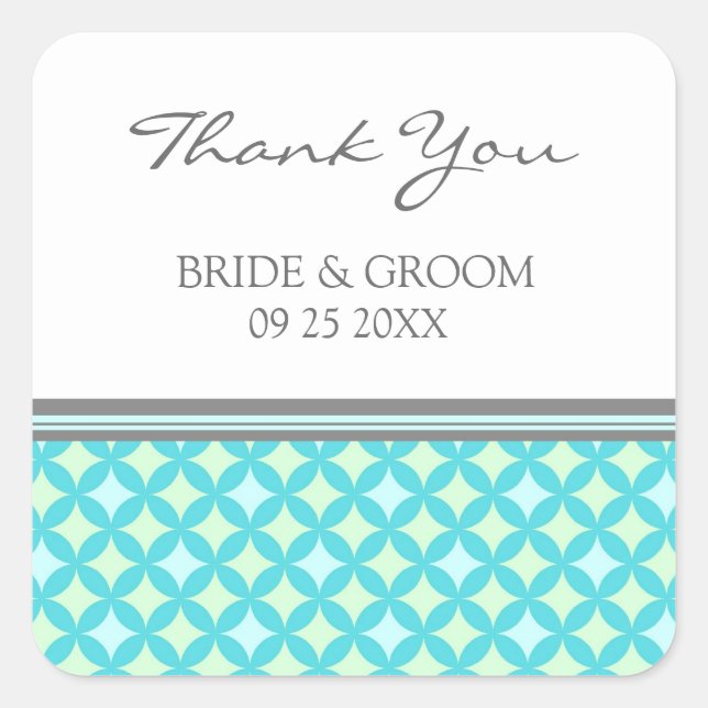 Pegatina Cuadrada Verde azulada Casa de la Moneda Gris Gracias Bolsa (Anverso)