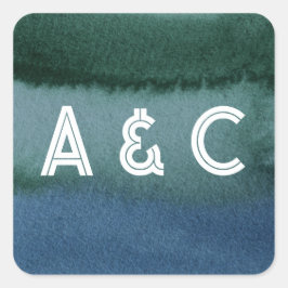 Pegatina Cuadrada Verde azulado azul Minimalista moderno