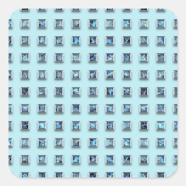 Pegatina Cuadrada Verde azulado azul y oro Gem moderno (Anverso)