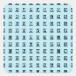 Pegatina Cuadrada Verde azulado azul y oro Gem moderno