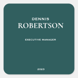 Pegatina Cuadrada Verde azulado empresarial simple y personalizado
